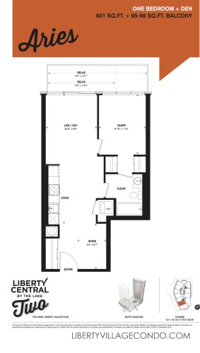 Floorplan for 1 Bed+Den_Aries at liberty central by the lake phase 2 condo