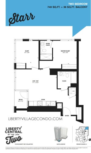 Liberty Central 2 floor plan 2 Bedroom_Starr