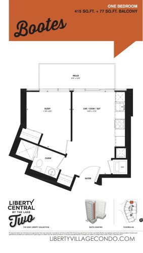 Liberty Central 2 floor plan for 1 Bedroom_Bootes