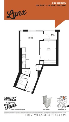 Liberty Central by the lake 2 1 Bedroom floor plan_Lynx