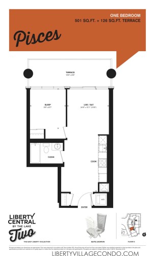 Liberty Central by the lake phase 2 floor plan 1 Bedroom_Pisces