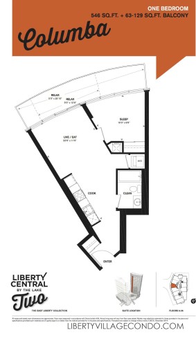 Liberty Central phase 2 1 Bedroom condo floor plan_Columba