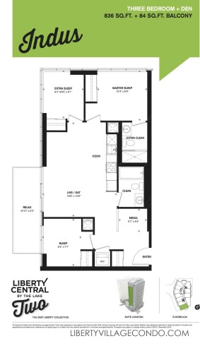 Liberty Central phase 2 3 Bedroom+Den_Indus floor plan