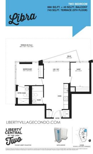 Liberty central 2 by the lake condo floor plan 2 Bedroom_Libra